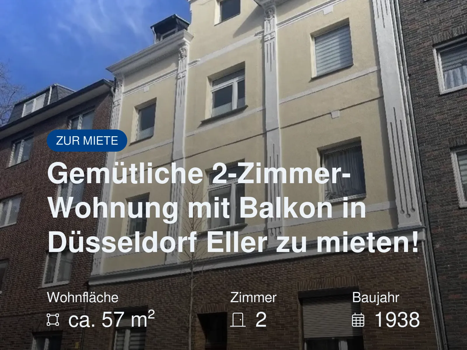 Neu im Angebot: Gemütliche 2-Zimmer-Wohnung mit Balkon in Düsseldorf Eller zu mieten!