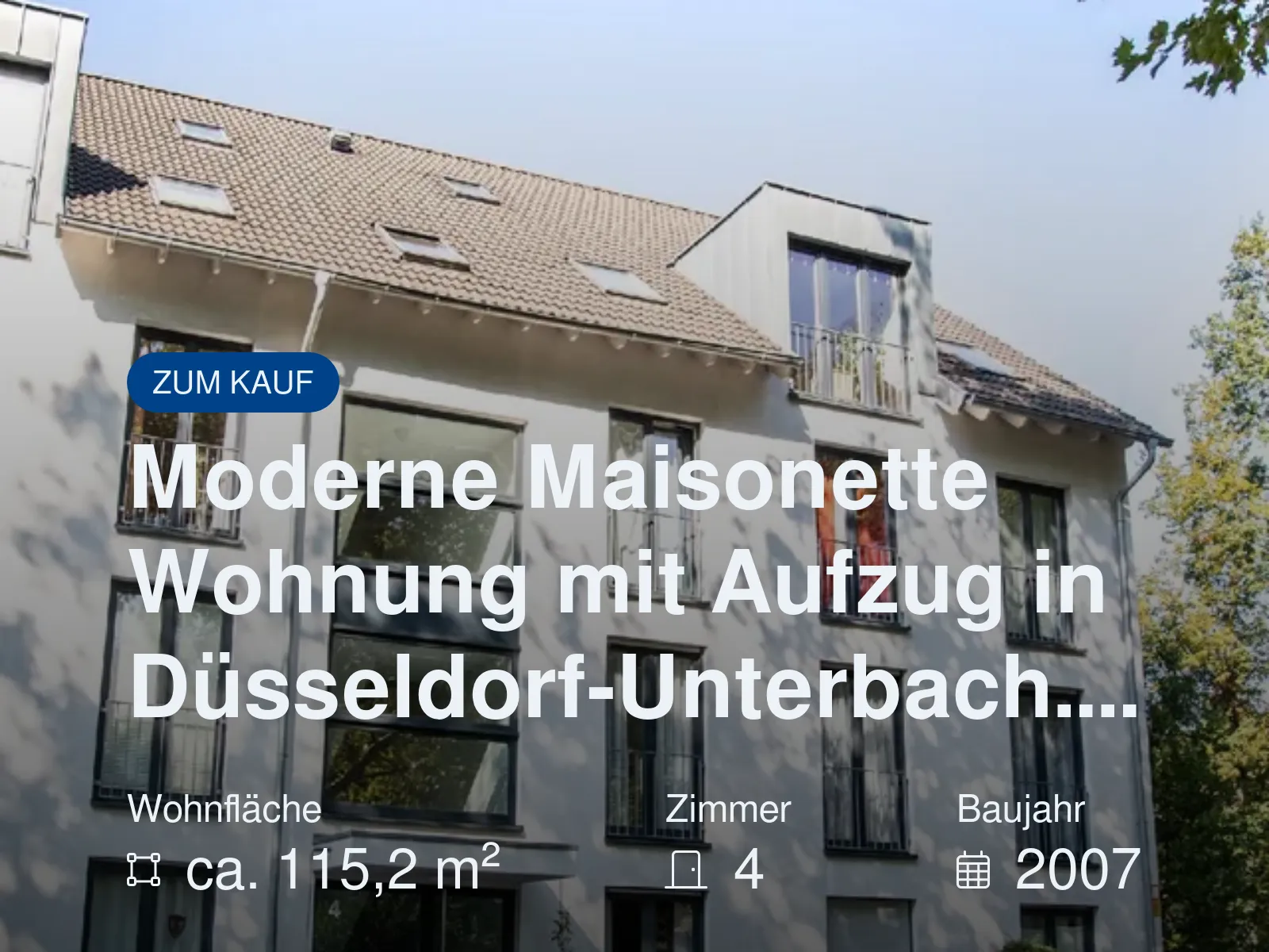 Neu im Angebot: Moderne Maisonette Wohnung mit Aufzug in Düsseldorf-Unterbach….