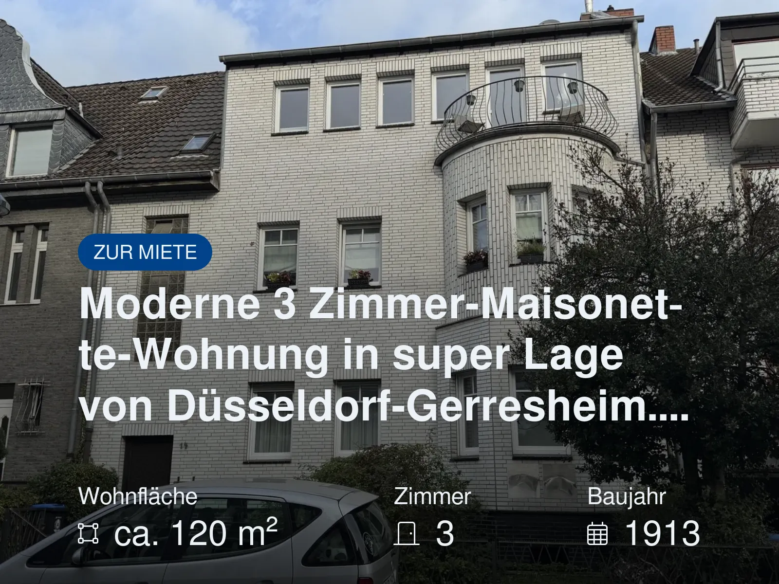 Neu im Angebot: Moderne 3 Zimmer-Maisonette-Wohnung in super Lage von Düsseldorf-Gerresheim….