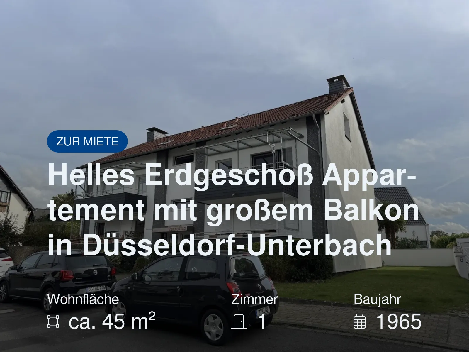 Neu im Angebot: Helles Erdgeschoß Appartement mit großem Balkon in Düsseldorf-Unterbach