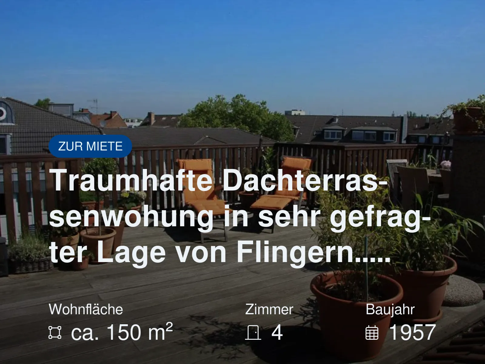 Neu im Angebot: Traumhafte Dachterrassenwohung in sehr gefragter Lage von Flingern…..