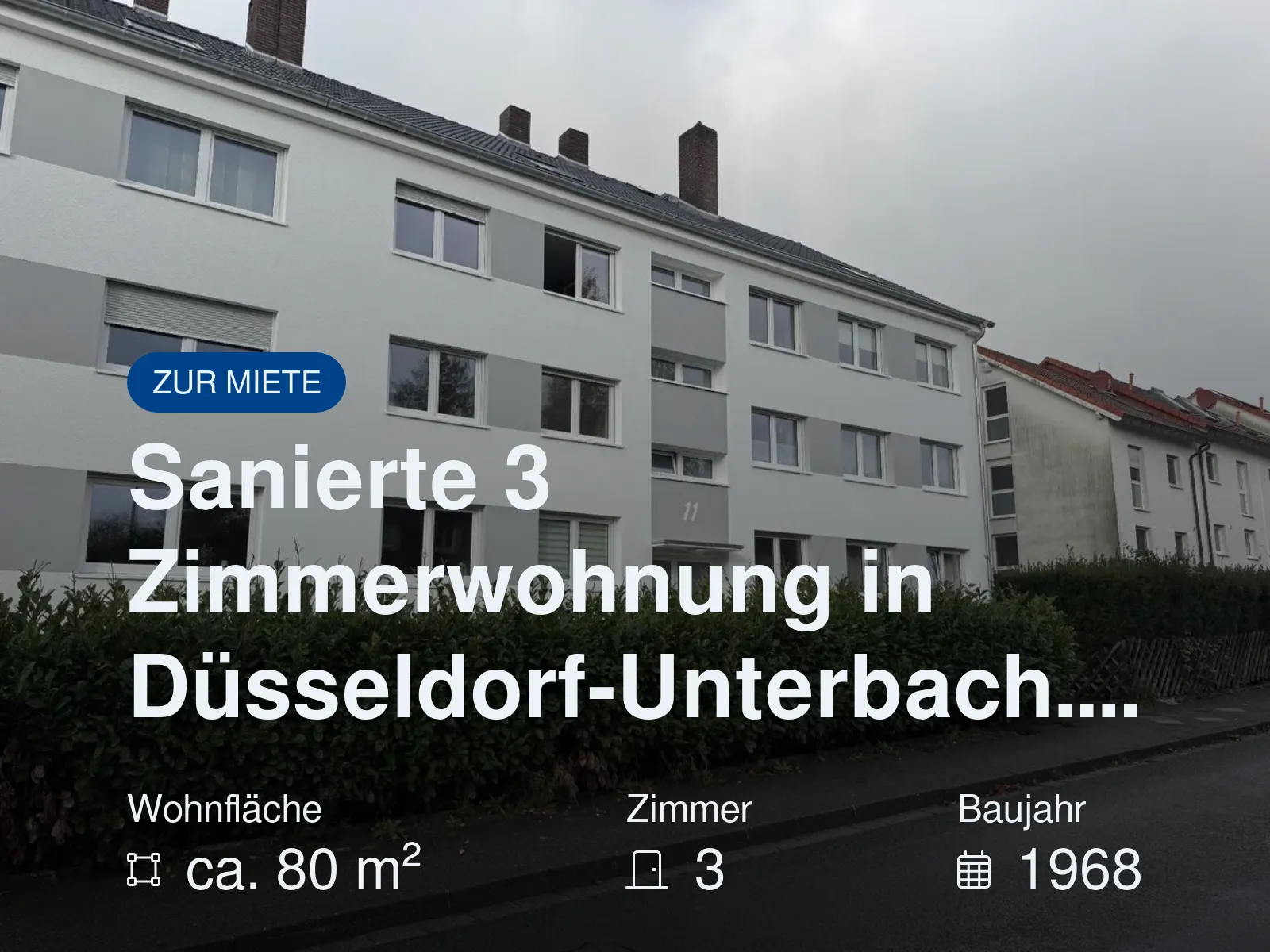 Neu im Angebot: Sanierte 3 Zimmerwohnung in Düsseldorf-Unterbach….