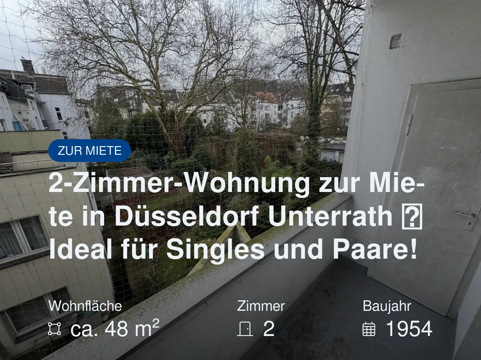 Neu im Angebot: 2-Zimmer-Wohnung zur Miete in Düsseldorf Unterrath  Ideal für Singles und Paare!